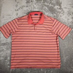 Cutter‎ & Buck Polo Shirt Men's 4XT Orange Short Sleeve Striped Golf Mercerized